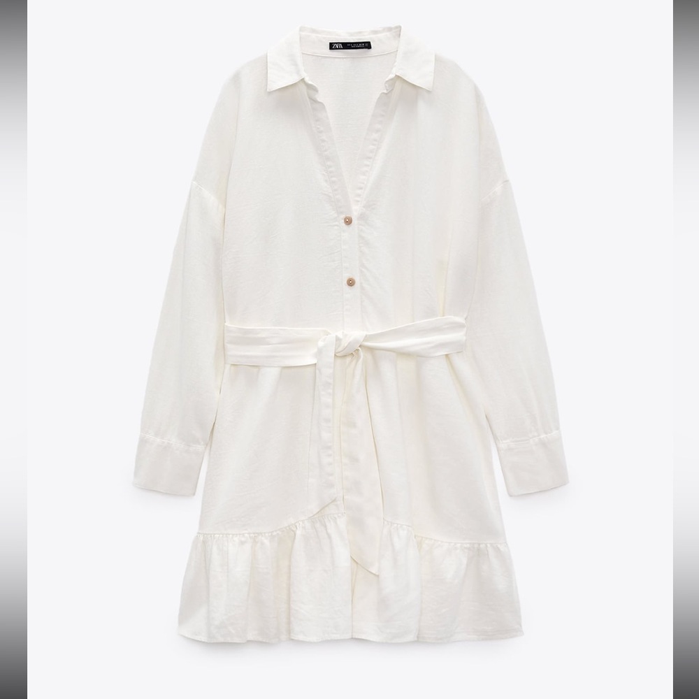 ZARA linen blend shirt dress